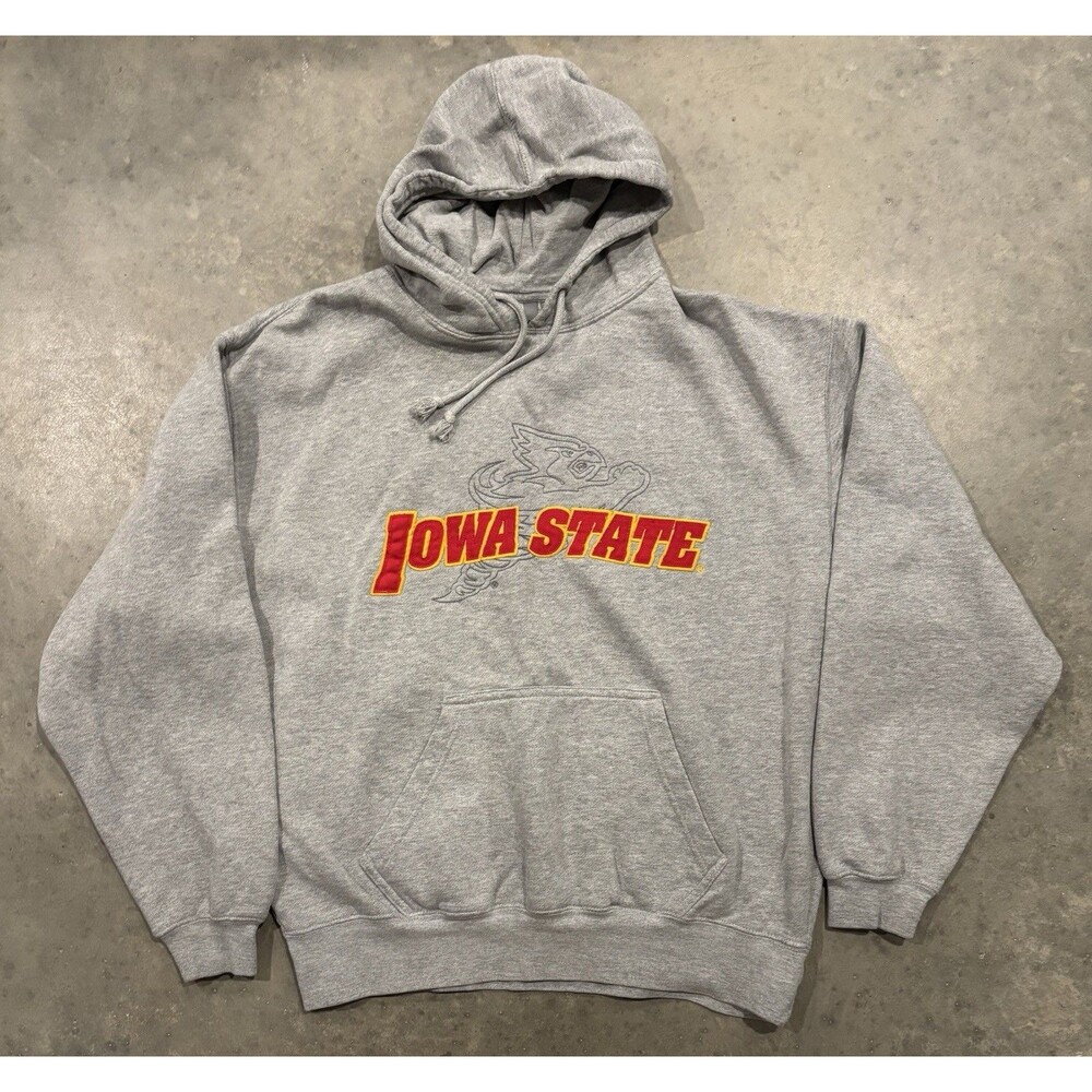Vintage Iowa State Cynado Logo Hoodie Sweatshirt Men's Large Gray
